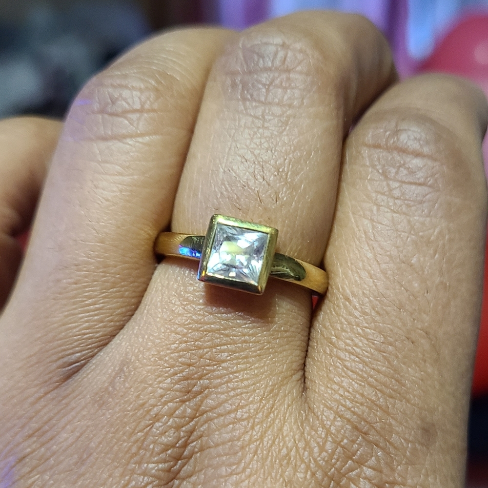 Vintage Princess Cut Solitaire Vermeil Sz 8 Ring (approx 2 ct tw)